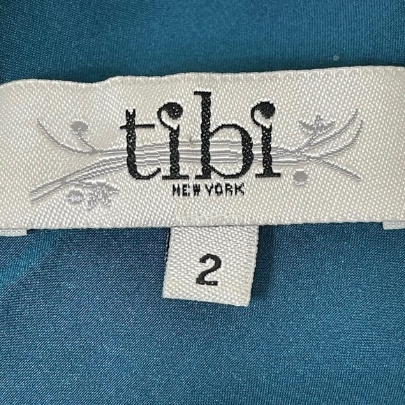 TIBI New York Silk Metallic Gold Teal Rabbit Woodland Forest Sleeveless Blouse 2 - Picture 13 of 15